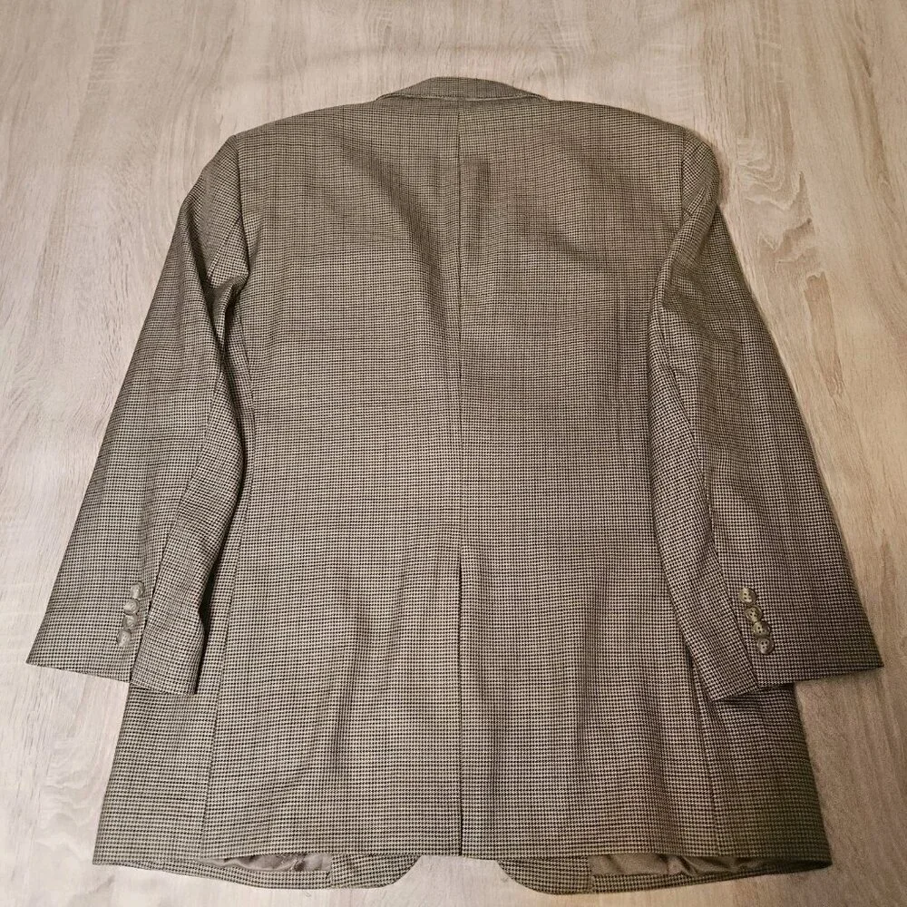 Jos A Bank Gordon Wool Silk Brown Houndstooth Blazer Sport Jacket Mens 42R